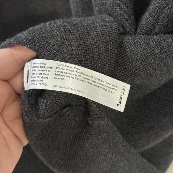 Eileen Fisher Cardigan Sweater Womens L Merino Wool Long Tunic Italian Yarn Gray - Picture 7 of 7